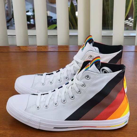 Converse Men's CTAS Hi Pride Canvas 167758C White/University Red/Multi NWB - Picture 6 of 12